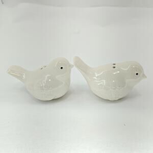 Pier 1 Imports Ceramic White Bird Salt & Pepper Shakers w Stoppers